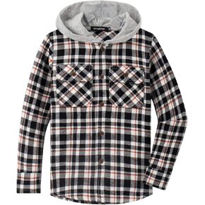 Spring&Gege Boys Flannel Hooded Shirts Long Sleeve Button Down Plaid Shirt (2-14 Years)