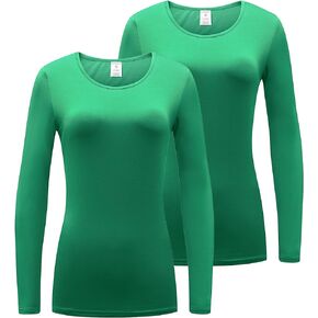 Formeet17 Women’s 2-Pack Long Sleeve T-Shirt Basic Layer Underscrub Shirt