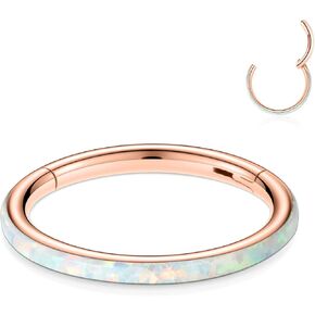 FUNLMO 316L Surgical Steel Nose Ring Hoop Opal Cartilage Earring Conch Daith Rook Orbital Helix Daith Tragus Piercing Jewelry Cartilage Septum Jewelry Cartilage Conch Hoop Earring in Kuwait