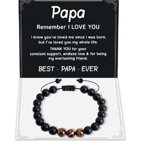 WELLBANEE Unique Bracelet Gifts for Dad Son Uncle Grandpa Friend Boyfriend Husband Papa Coworker, Natural Stone Bracelets Birthday Fathers Day Christmas Presents Gifts Charm Jewelry for Men Teen Boys
