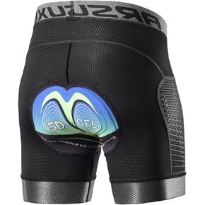 LIXADA Men's Cycling Underwear Shorts 5D Gel Padded Bicycle Mountain Bike Short Black