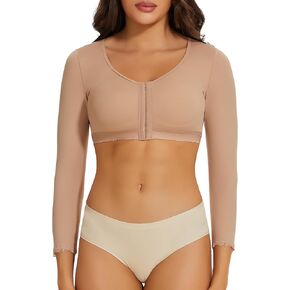 SLIMBELLE Women's Arm Shaper Tops Posture Corrector Post Surgery Compression Sleeves Shapewear Bra Front Closure Garment
