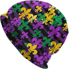 RQZWDQ Mardi Gras 2023 Beanie Hats Men Warm Knit Cuff Beanie Skull Caps for Adult Women Men
