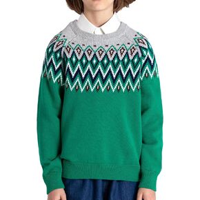 BOBOYOYO Boys Sweater 100% Cotton Fair Isle Sweater Kids Christmas Holiday Pullover Casual Crew Neck Long Sleeve Knit Top