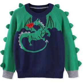 كنزة صوفية قطنية للأولاد والأطفال الصغار من Connectyle، سترة شتوية محبوكة بياقة دائرية in Kuwait