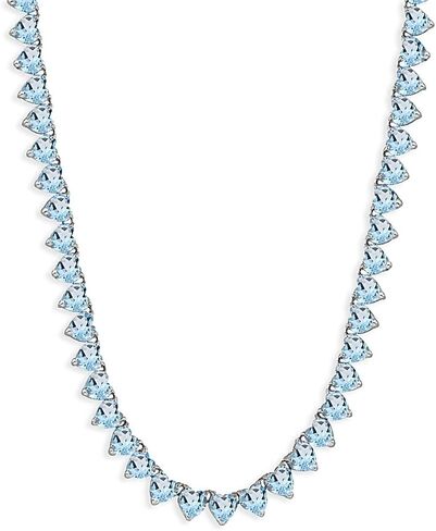 Sterling Silver Genuine & Created Gemstone Heart Classic Tennis Necklace for Women Girls in Kuwait