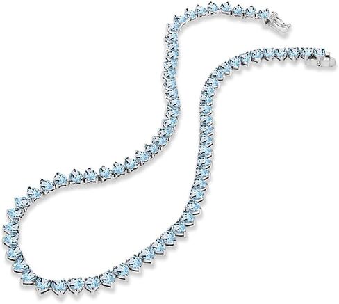 Sterling Silver Genuine & Created Gemstone Heart Classic Tennis Necklace for Women Girls in Kuwait