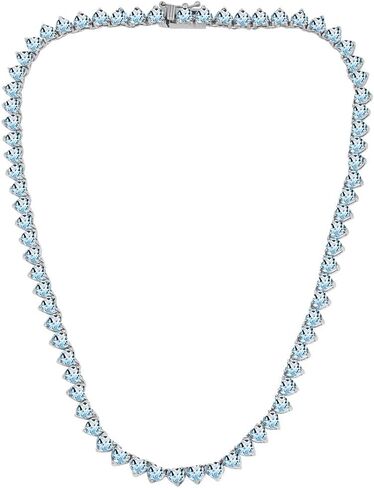 Sterling Silver Genuine & Created Gemstone Heart Classic Tennis Necklace for Women Girls in Kuwait