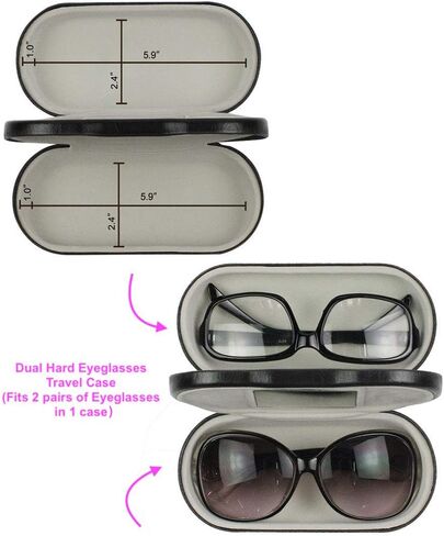 JAVOedge [2 في 1 حقيبة سفر مزدوجة صلبة متوسطة الحجم للنظارات مع قطعة قماش من الألياف الدقيقة in Kuwait