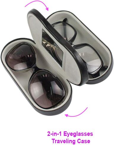 JAVOedge [2 في 1 حقيبة سفر مزدوجة صلبة متوسطة الحجم للنظارات مع قطعة قماش من الألياف الدقيقة in Kuwait