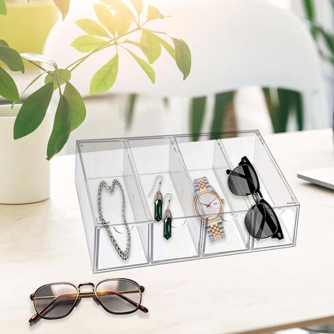 Premium Acrylic Sunglasses Organizer - Stylish Display For Your Sunglasses Collection, Transparent And Multifunctional Eyeglass Organizer Storage with 4 Boxes in Saudi Arabia