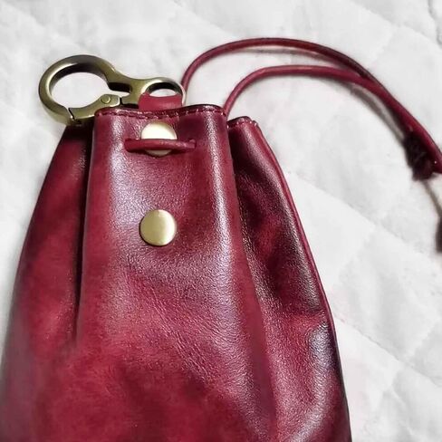 JSBWSFA 1Pcs Medieval Genuine Leather Drawstring Change Purse Key Ring Purse Coin Organizer Drawstring Gift Bag Jewelry Storage Bag Mini Multifunction Walle for Men & Women (Red) in Saudi Arabia