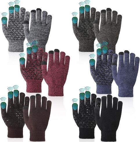 Zhehao 6 Pairs Kids Winter Gloves Warm Touchscreen Gloves Fleece Lining Gloves Elastic Cuff Texting Gloves for Boys Girls in Saudi Arabia