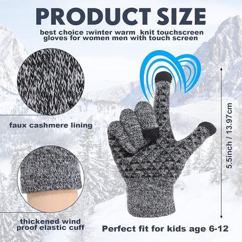Zhehao 6 Pairs Kids Winter Gloves Warm Touchscreen Gloves Fleece Lining Gloves Elastic Cuff Texting Gloves for Boys Girls in Saudi Arabia