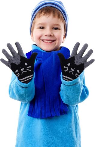 2 Pairs Kids Winter Gloves Full Finger Knitted Gloves Warm Stretchy Mittens for Boys Girls Supplies in Saudi Arabia