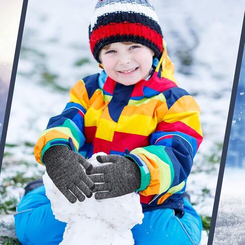Zhehao 6 Pairs Kids Winter Gloves Warm Touchscreen Gloves Fleece Lining Gloves Elastic Cuff Texting Gloves for Boys Girls in Saudi Arabia