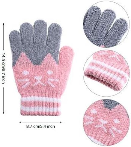 2 Pairs Kids Winter Gloves Full Finger Knitted Gloves Warm Stretchy Mittens for Boys Girls Supplies in Saudi Arabia