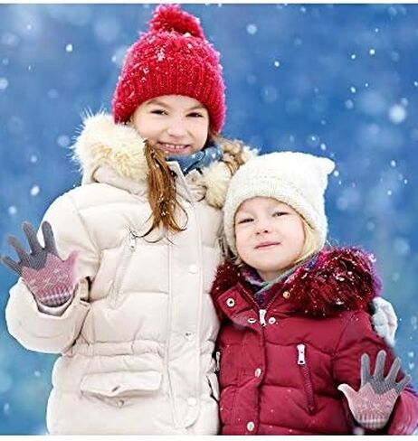 2 Pairs Kids Winter Gloves Full Finger Knitted Gloves Warm Stretchy Mittens for Boys Girls Supplies in Saudi Arabia