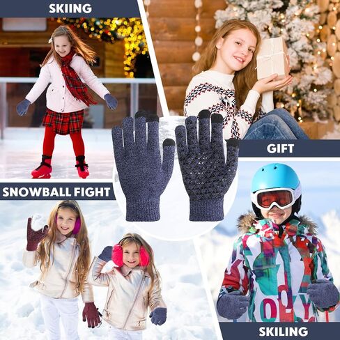 Zhehao 6 Pairs Kids Winter Gloves Warm Touchscreen Gloves Fleece Lining Gloves Elastic Cuff Texting Gloves for Boys Girls in Saudi Arabia