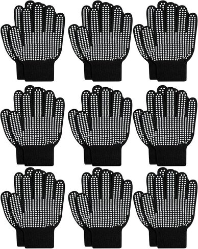 ONESING 9 Pairs Kids Knit Gloves - Grippy Stretchy Winter Gloves for Boys Girls - Bulk Mitten Children Gloves for Winter in Kuwait