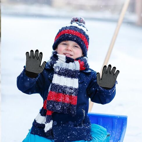 ONESING 9 Pairs Kids Knit Gloves - Grippy Stretchy Winter Gloves for Boys Girls - Bulk Mitten Children Gloves for Winter in Kuwait