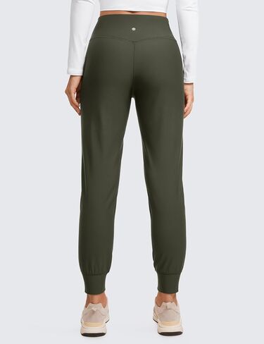 CRZ YOGA Womens Fleece Lined Workout Joggers with Pockets 27.5" - Hiking Running Outdoor Pants Water Resistant Winter Warm in Saudi Arabia