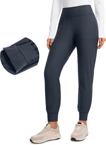 CRZ YOGA Womens Fleece Lined Workout Joggers with Pockets 27.5" - Hiking Running Outdoor Pants Water Resistant Winter Warm in Saudi Arabia