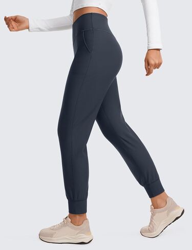 CRZ YOGA Womens Fleece Lined Workout Joggers with Pockets 27.5" - Hiking Running Outdoor Pants Water Resistant Winter Warm in Saudi Arabia
