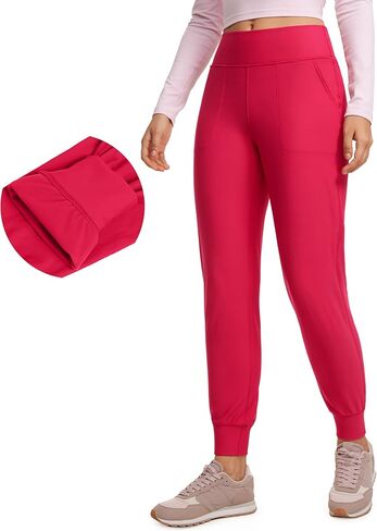 بنطلون CRZ YOGA للسيدات للتمرين مبطن بالصوف مع جيوب مقاس 27.5 بوصة - سروال للمشي لمسافات طويلة والجري في الهواء الطلق مقاوم للماء للشتاء الدافئ in Kuwait
