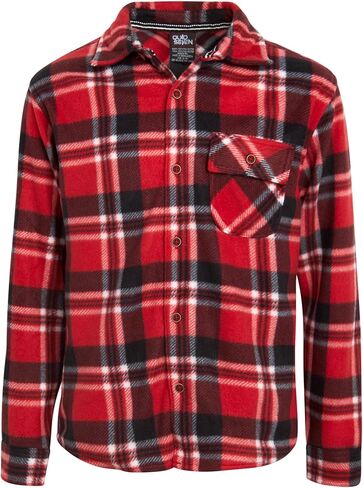 قميص Quad Seven للأولاد - قميص منقوش من الصوف بأكمام طويلة - قميص كاجوال بأزرار سفلية من الفلانيل للأولاد (8-16) in Kuwait