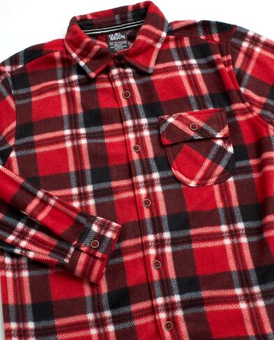 قميص Quad Seven للأولاد - قميص منقوش من الصوف بأكمام طويلة - قميص كاجوال بأزرار سفلية من الفلانيل للأولاد (8-16) in Kuwait