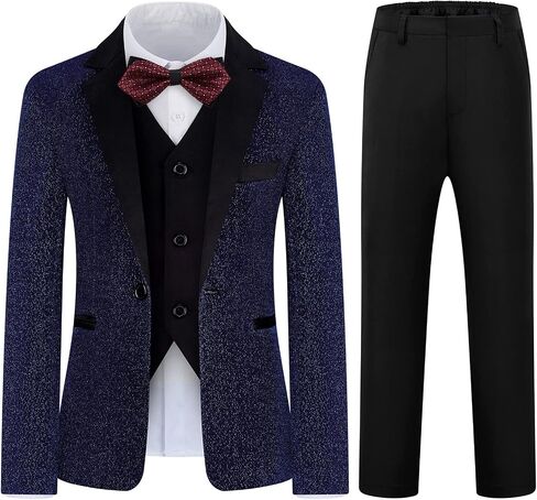 Boys Suit Slim Fit Tuxedo Suit for Kids 3 Piece Blazer Jackets Suit for Boy Ring Bearer Outfit in Saudi Arabia