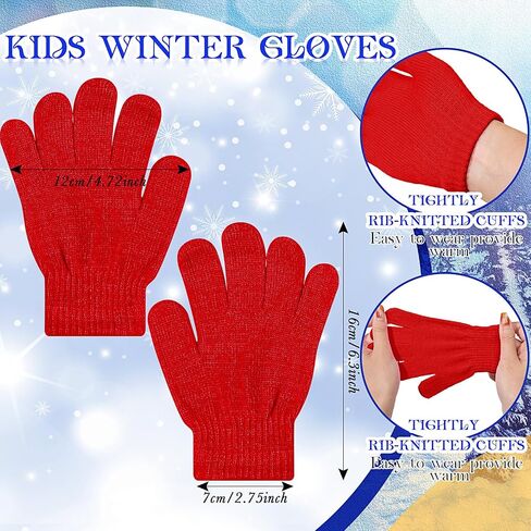 Twistover 12 Set Kids Winter Beanie and Gloves Bulk Knit Hat Gloves Warm Unisex Hat Cold Weather Cap for Boys Girls in Saudi Arabia