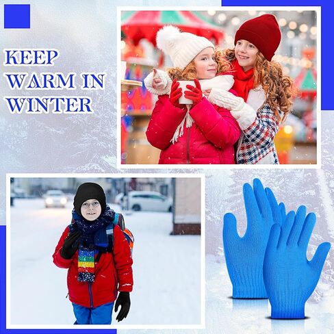 Twistover 12 Set Kids Winter Beanie and Gloves Bulk Knit Hat Gloves Warm Unisex Hat Cold Weather Cap for Boys Girls in Saudi Arabia