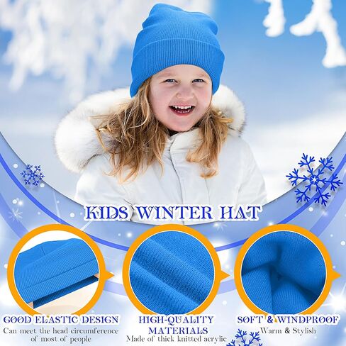 Twistover 12 Set Kids Winter Beanie and Gloves Bulk Knit Hat Gloves Warm Unisex Hat Cold Weather Cap for Boys Girls in Saudi Arabia