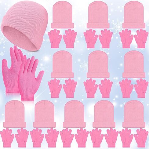 Twistover 12 Set Kids Winter Beanie and Gloves Bulk Knit Hat Gloves Warm Unisex Hat Cold Weather Cap for Boys Girls in Saudi Arabia