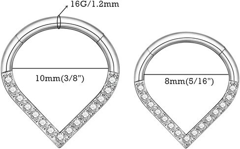 16G Septum Rings Daith Earrings 316L Surgical Steel Hinged Septum Jewelry with Clear Cubic Zirconia for Women Men, 8mm 10mm in Saudi Arabia