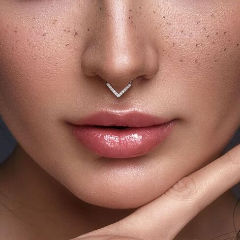 16G Septum Rings Daith Earrings 316L Surgical Steel Hinged Septum Jewelry with Clear Cubic Zirconia for Women Men, 8mm 10mm in Saudi Arabia