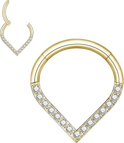 16G Septum Rings Daith Earrings 316L Surgical Steel Hinged Septum Jewelry with Clear Cubic Zirconia for Women Men, 8mm 10mm in Saudi Arabia