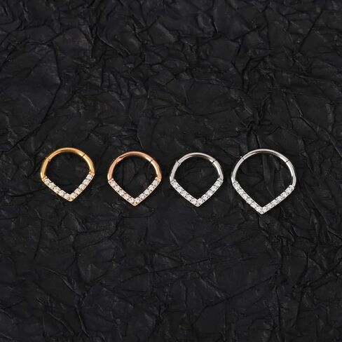 16G Septum Rings Daith Earrings 316L Surgical Steel Hinged Septum Jewelry with Clear Cubic Zirconia for Women Men, 8mm 10mm in Saudi Arabia