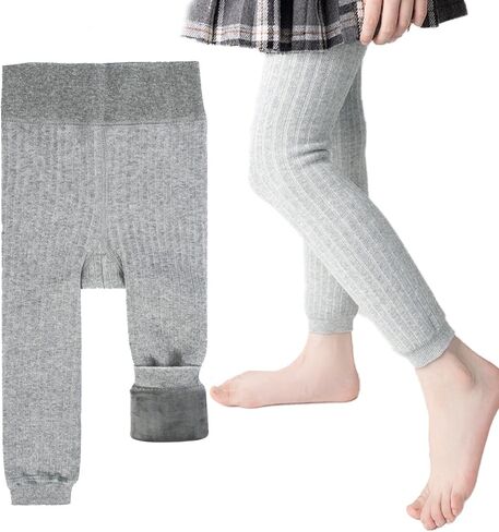 Toddler Girls Fleece Lined Leggings Baby Kids Cotton Winter Warm Thick Velvet Knit Tights Thermal Pant Trouser 1-6Years in Saudi Arabia
