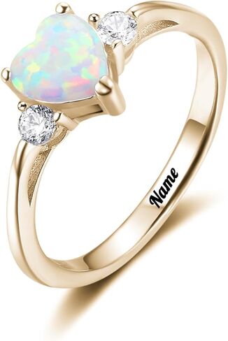 MRENITE 10K 14K 18K الذهب حلقات أوبال للنساء نقش اسم حجم 4 إلى 12 الذكرى عيد ميلاد مجوهرات هدايا لها in Kuwait