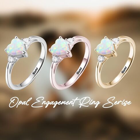 MRENITE 10K 14K 18K الذهب حلقات أوبال للنساء نقش اسم حجم 4 إلى 12 الذكرى عيد ميلاد مجوهرات هدايا لها in Kuwait