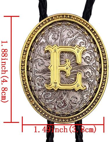 ربطة عنق XGALBLA Golden Western Bolo بالحرف الأول من A إلى Z في رعاة البقر على شكل زهرة بيضاوية مع ربطة عنق من جلد البقر للنساء in Kuwait