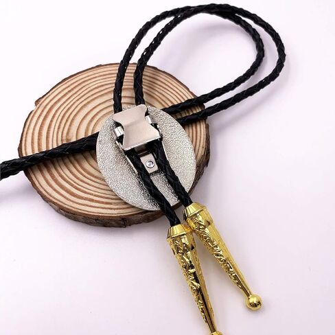 ربطة عنق XGALBLA Golden Western Bolo بالحرف الأول من A إلى Z في رعاة البقر على شكل زهرة بيضاوية مع ربطة عنق من جلد البقر للنساء in Kuwait