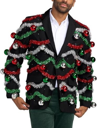 سترات ملونة للرجال من Tipsy Elves مُزينة بالترتر - سترات لامعة لعطلات رأس السنة الجديدة in Kuwait