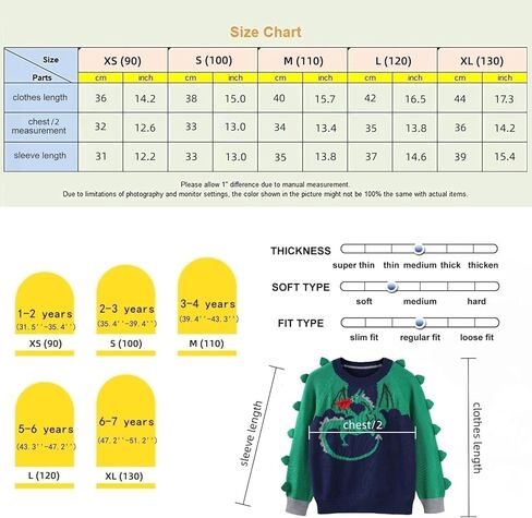 كنزة صوفية قطنية للأولاد والأطفال الصغار من Connectyle، سترة شتوية محبوكة بياقة دائرية in Kuwait