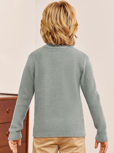 سترات للأولاد بياقة مدورة للأطفال، بلوفر بأزرار سفلية محبوكة للخريف والشتاء، ملابس من 5 إلى 12 سنة in Kuwait