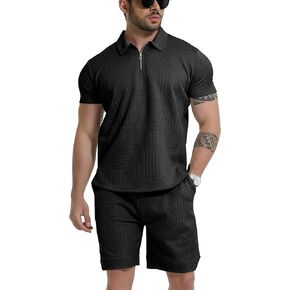 GYMELITE قميص بولو رجالي مجموعات قصيرة الأكمام رياضية 2 قطعة ملابس الصيف البريدي موضة بولو البدلة عادية تجريب قميص مجموعة in Kuwait