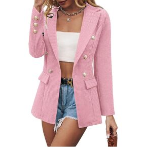 سترة MIRACMODA للسيدات أنيقة مزدوجة الصدر للعمل والمكتب وأكمام طويلة ومعطف وسترة مع جيب in Kuwait